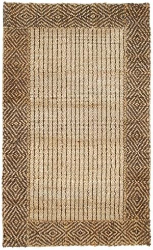 Diamond Trim Braided Broder Jute Rug in Brown/Natural 4' X 6'