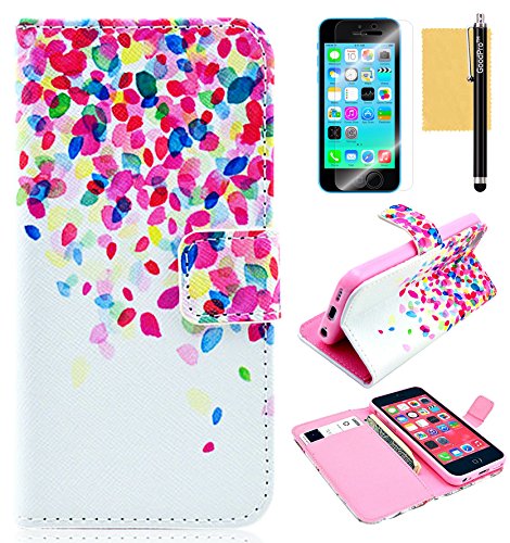 iPhone 5C Case,iPhone 5C Wallet Case, GoodPro™ Popular Fashion [Color Painting Design - Series 1] (Pattern I), Premium PU Leather Wallet Case Flip Cover with Stand for Apple iPhone 5C, Included (Screen Protector, Stylus and Cleaning Cloth), Apple iPhone 5C Case