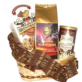 Christmas, Chocolate Coffee Gift Basket, Kona Hawaiian Blend Coffee, 8 Oz Ground