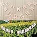 Wisehands Garlands Pack with 15 Tissues Papers Tassels Garland with 3 Mixed Colors (White + Pink+ Gold) and Happy Birthday Bunting Banner, Pink with Gold Letters