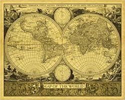 Antique World Map - Mini Poster (Size: 20" x 16")