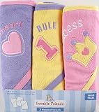 3-Pack Applique Hooded Towels, Pink