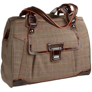 Cross Town AC187-5 Ladies Computer Bag Collection Mayfair Medium Tote with Complimentary Mini Pen In Pen Charm Sleeve (Brown Plaid)