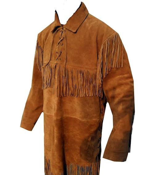 Celebrita X Premier Western Leather Long Coat Fringed CX16 Suede Dark Brown 5XL - For Chest 52"-54"