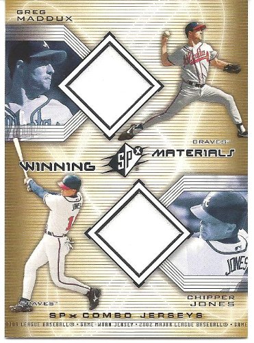 Greg Maddux & Chipper Jones 2002 SPx Winning Materials 2-Player Jersey Card Atlanta Braves