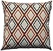 JinStyles® Cotton Canvas Diamond Accent Decorative Throw Pillow Cover (Brown, Orange & Beige, Square, 1 Cushion Sham for 18 x 18 Inserts)