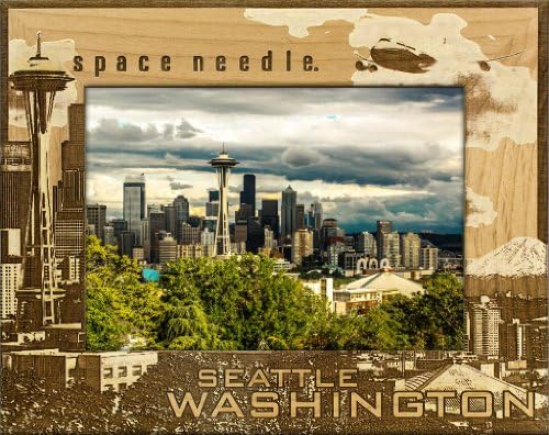 Seattle Washington Space Needle Cityscape Photo Frame- 3.5 by 5 Inch - Landscape Orientation