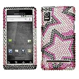Pink Black Silver Star Full Diamond Bling Snap on Design Hard Case Faceplat ....