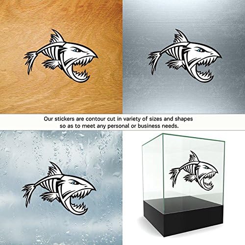 Decal Stickers Skeleton Fish Bones Truck Motorcycle Helmet Motorbike Boat icon vector skull trolling (5 X 3,59 Inches) Fully Waterproof Printed vinyl sticker