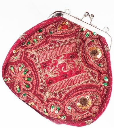 Sari Recyled Evening Bag with Kisslock Closure Fair Trade (Burgundy)