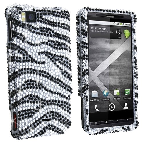 MYBAT Snap-on Case for Motorola Droid Xtreme MB810 / Droid X, Silver / Black Zebra Diamond