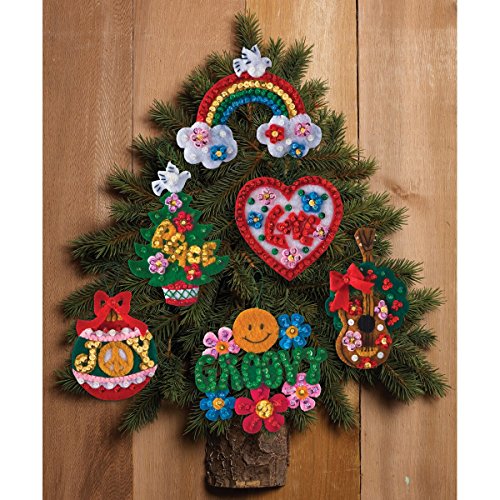 Bucilla Love & Peace Santa Ornaments Felt Applique Kit-4-3/4