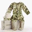 Baby Aspen Big Dreamzzz Baby Camo Two-Piece Layette Set in Backpack Gift Box, Tan