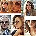 grinderPUNCH Women's Round Oversized Wire Sunglasses in Metal Gold Brown