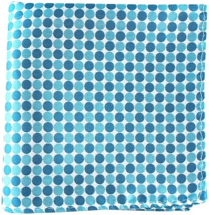 100% Woven Silk Dragee Dot Turquoise and Teal Pocket Square