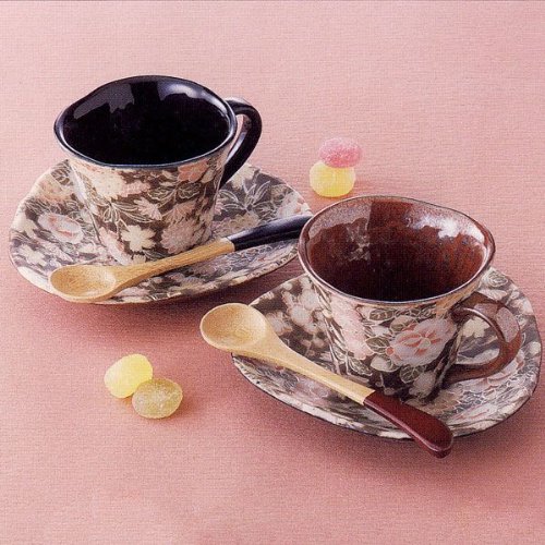 【美濃焼】加賀友禅　ペアーコーヒーカップとソーサー