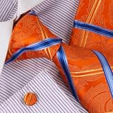 Orange Patterned Woven Silk Tie Handkerchiefs Cufflinks Gift Box Set Halloween Present Y&G business Necktie Set H5199