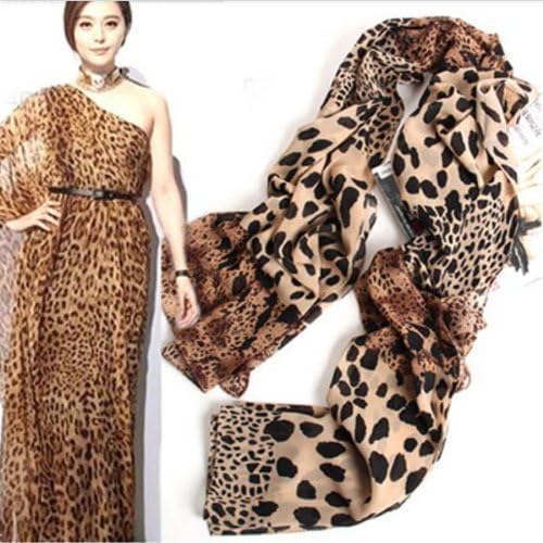 Fashion Shiffon Scarf Long Shawls Elegant Leopard Pirnt