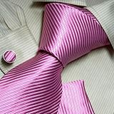 Pink Stripes Woven Silk Tie Handkerchiefs Cufflinks Present Box Set christmas gift Y&G Mens Necktie Set H6117