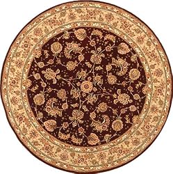 Persian Court Handmade Wool and Silk Rug Burgundy Beige 8' Round Area Rug