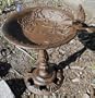 Iron Birdbath with Flower & Dragonfly Motif