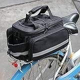 Garden Mile® BLACK EXPANDABLE DOUBLE PANNIER BIKE BAG,REAR BIKE STORAGE BAG,WATERPROOF BIKE RACK BAG WITH RAIN COVER.
