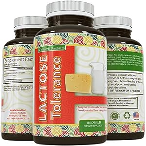 Lactose Intolerance - 375mg Potent Digestive Enzymes - Best Natural Probiotic Supplement for Men and Women - Digest Dairy Products Efficiently - 180 Capsules - GMP Certified - USA Made Guaranteed By California Products