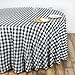 LTC LINENS 108 Inch Black and White Checkered Tablecloth Round - Black Gingham Table Cloth for 48