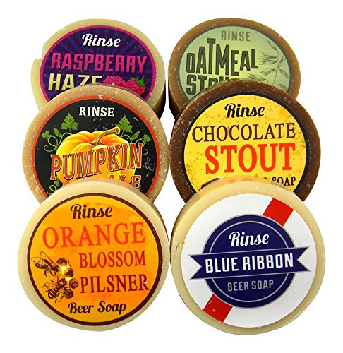 Rinse Bath and Body Six Pack of Beer Natural Soaps Gift Box Set Made in USA