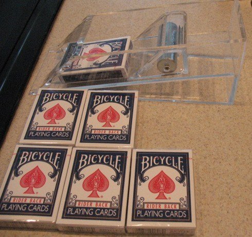 New 6 Deck Acrylic Dealer Shoe with 6 Decks Free Blue Bicycle Playing Cards