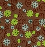 Flocked Velvet Paper- Blue & Green Flowers on Brown 22x30 Inch Sheet