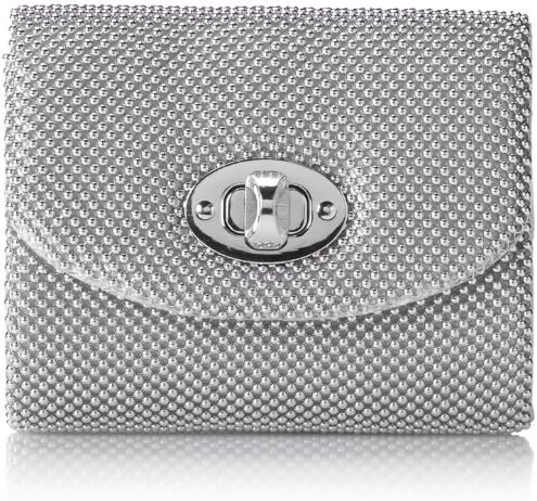 Jessica McClintock Mesh Bag with Turnlock Evening Bag,Silver,One Size