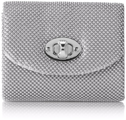Jessica McClintock Mesh Bag with Turnlock Evening Bag,Silver,One Size
