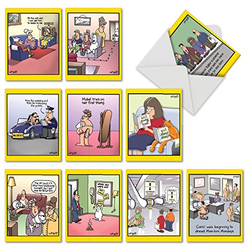 M6463TYG The Duplex: 10 Assorted Thank You Note Cards Featuring an Assortment of Favorite and Funny Tim Whyatt Cartoons,w/White Envelopes.