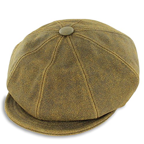 Belfry Gatsby - Genuine Leather Newsboy Cap (Medium, Brown)