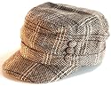 Brown Warm Plaid Conductor Military Cadet Hat for Women.
