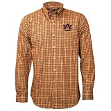 Cutter & Buck Auburn Tigers Orange Alumni Check Woven Long Sleeve Shirt