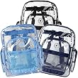 (60 Pieces) Black + Blue + Navy Trim K-Cliffs Clear Transparent PVC School Backpack/ Book Bag/ Day Pack