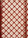 Red Katan Georgette Fabric from Banaras with Woven Leaves in Golden Thread - Pure Handloom Georgette