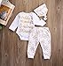 Baby Girls Christmas Snowflake Bodysuits with Leggings and Hat 3pcs Outfit Set (3-6M, White)
