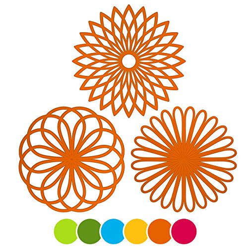 Me.fan 3 set silicone multi-use flower trivet mat - pre…