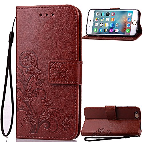 iPhone 7 Case, Phone Cover 7, Carryberry Elephant Pattern Premium PU Leather Wallet Flip Protective Skin Case for iPhone 7 ,Brown