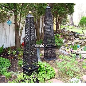 Grand Obelisks Trellis Set of 2 Wrought Iron Black by 