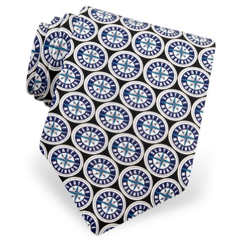MLB Seattle Mariners All Logos Tie by MLB - Black Silk