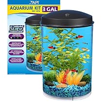 API Aquaview 360 Aquarium Kit with LED Lighting and Internal Power Filter, 3-Gallon
