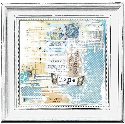 8x8 Mixed media art print - French country, shabby cottage chic, butterfly wall art - hope - quote blue room home decor