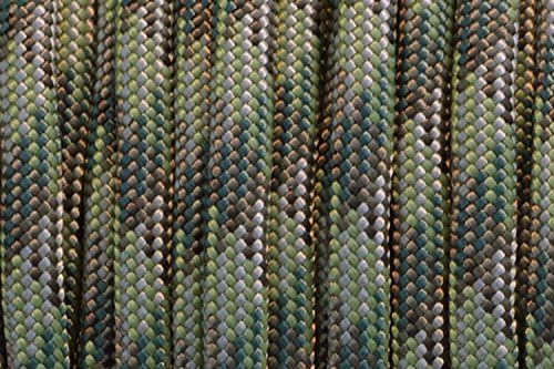 American Paracord Fish and Fire (Multi Camo 25 Feet) 550 Type III 9 Strand Survival, Tinder, Fishing, Parachute Cord