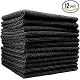 (12-Pack) **SPECIAL SALE** 12" x 12" Professional Grade All-Purpose Microfiber Cleaning Towel - THE RAG COMPANY (Black)