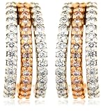 18k White and Rose Gold Pink and White Diamond 3-Row Earrings (1 cttw)