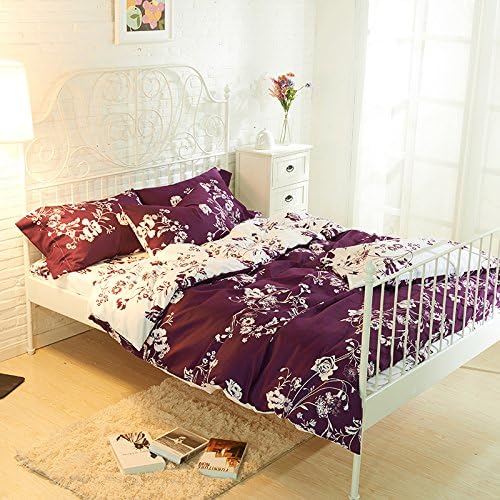Prom Style Cotton Soft Flocky Bedding Collections Quilt Cover set 4PC Pretty fuchsia Posy Pattern Full/Queen Size